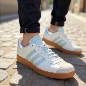 Adidas VL Court Base White / Light Blue Sneakers Gum Sole Women’s 6